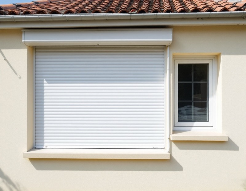 Coffre de volet roulant isolé sur une façade de pavillon